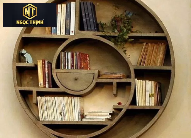 TỦ SÁCH MINI BẰNG GỖ TREO TƯỜNG TRANG TRÍ QUÁN CAFFE / QUÁN ĂN - ĐTT05